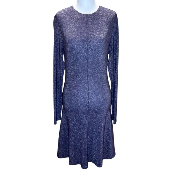 Musier Paris - Mini, Long Sleeve, Shimmer Knit Dress - Size 4-US (36 FR) Purple - Picture 3 of 17
